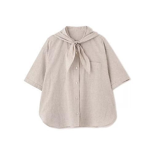 【ヒューマンウーマン/HUMAN WOMAN】の麻混チェック三角巾シャツ 大人の最旬トレンドファッション＆コーディネート founy(ファウニー) 　ファッション　Fashion　レディースファッション　Fashion for Women　トップス・カットソー　Cut & Sew Tops　シャツ・ブラウス・オフィスカジュアル　Elegant Blouses & Button-Ups　おすすめ　Recommended / Our Picks　スカーフ　Scarf, Neckwear　スタンダード　Standard, Basic　チェック　Check, Plaid, Tartan　ベーシック　Basic, Essential　ボトム　Bottoms, Lower Wear　リネン　Linen, Linen Fabric　リラックス　Relax, Relaxed Fit　other-3|ID: prp329100004985352 ipo3291000000037343866