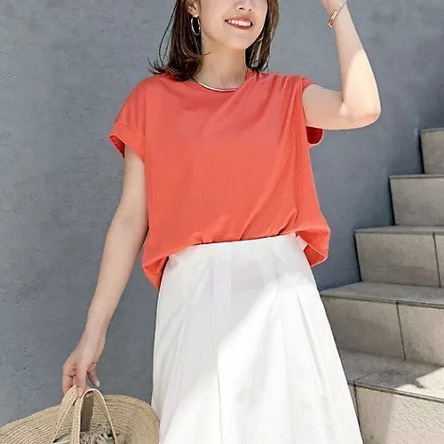 【ノーリーズ/NOLLEY'S】のウォッシャブルワイドノースリーブTシャツ インテリア・キッズ・メンズ・レディースファッション・服の通販 founy(ファウニー) 　ファッション　Fashion　レディースファッション　Fashion for Women　トップス・カットソー　Cut & Sew Tops　キャミソール&ノースリーブ　Camisoles & Sleeveless Tops　シャツ・ブラウス・オフィスカジュアル　Elegant Blouses & Button-Ups　ロングTシャツ・Tシャツ　Longline T-Shirts & Tees　2026年　2026　2026春夏・S/S　Spring/Summer 2026 SS26　コンパクト　Compact, Small Size　スリーブ　Sleeve, Long Sleeve / Short Sleeve　フレンチ　French, French Style　ワイド　Wide, Wide Fit　オレンジ|ID: prp329100004986472 ipo3291000000037350813