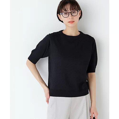 【ヒューマンウーマン/HUMAN WOMAN】の《洗える / Good Price》ペーパーヤーンニットT インテリア・キッズ・メンズ・レディースファッション・服の通販 founy(ファウニー) 　ファッション　Fashion　レディースファッション　Fashion for Women　トップス・カットソー　Cut & Sew Tops　ニット　Knit Tops & Sweaters　おすすめ　Recommended / Our Picks　シンプル　Simple, Minimal　スタンダード　Standard, Basic　ベーシック　Basic, Essential　半袖　Short Sleeve, Half Sleeve　洗える　Machine Washable　スミクロ|ID: prp329100004986483 ipo3291000000037350905