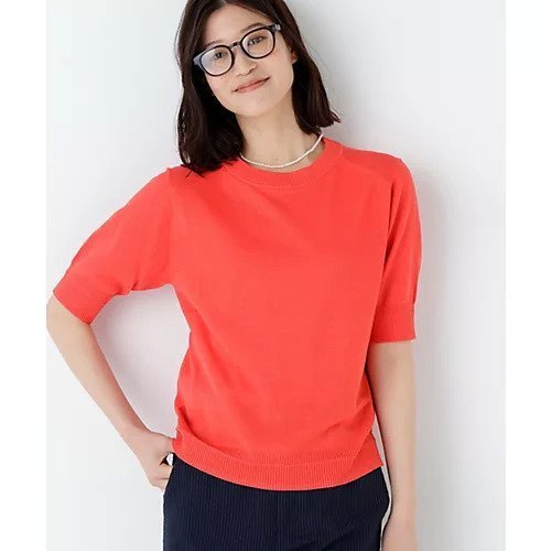 【ヒューマンウーマン/HUMAN WOMAN】の《洗える / Good Price》ペーパーヤーンニットT インテリア・キッズ・メンズ・レディースファッション・服の通販 founy(ファウニー) 　ファッション　Fashion　レディースファッション　Fashion for Women　トップス・カットソー　Cut & Sew Tops　ニット　Knit Tops & Sweaters　おすすめ　Recommended / Our Picks　シンプル　Simple, Minimal　スタンダード　Standard, Basic　ベーシック　Basic, Essential　半袖　Short Sleeve, Half Sleeve　洗える　Machine Washable　レッド|ID: prp329100004986483 ipo3291000000037350908