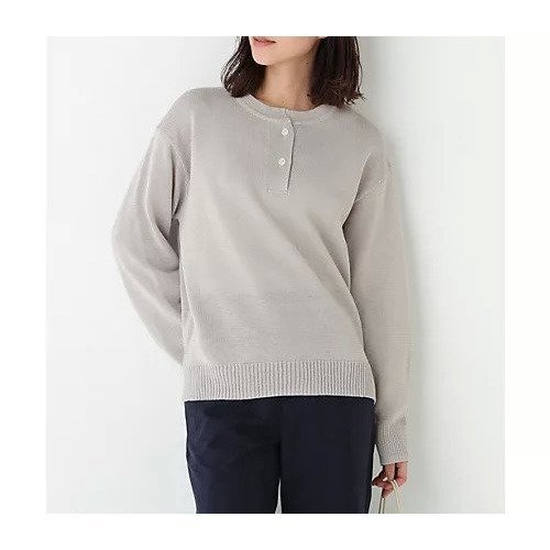 【ヒューマンウーマン/HUMAN WOMAN】の≪ウォッシャブル≫ミドルゲージギマスキッパープルオーバー インテリア・キッズ・メンズ・レディースファッション・服の通販 founy(ファウニー) 　ファッション　Fashion　レディースファッション　Fashion for Women　トップス・カットソー　Cut & Sew Tops　カジュアルプルオーバー・ニットトップス　Pullovers & Knit Tops / Casual Pullovers　おすすめ　Recommended / Our Picks　インナー　Innerwear　ウォッシャブル　Machine Washable　スキッパー　Skipper, Open Collar　スタンダード　Standard, Basic　タンク　Tank Top, Sleeveless Top　ボーダー　Border, Stripe　リラックス　Relax, Relaxed Fit　グレージュ|ID: prp329100004987003 ipo3291000000037358038