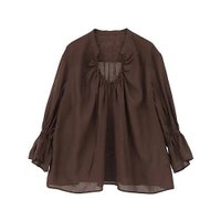 【マルティニーク/martinique】のラミーネックギャザーブラウス 大人の最旬トレンドファッション＆コーディネート founy(ファウニー) ファッション Fashion レディースファッション Fashion for Women トップス・カットソー Cut & Sew Tops シャツ・ブラウス・オフィスカジュアル Elegant Blouses & Button-Ups ギャザー Gathered, Ruffled 今季 This Season, Current Season ショート Short, Short Length スタンド Stand Collar, Upright Stand バランス Balance, Style Balance フレア Flare, Flared ワイド Wide, Wide Fit おすすめ Recommended / Our Picks エレガント 上品 Elegant |ID:prp329100004990499
