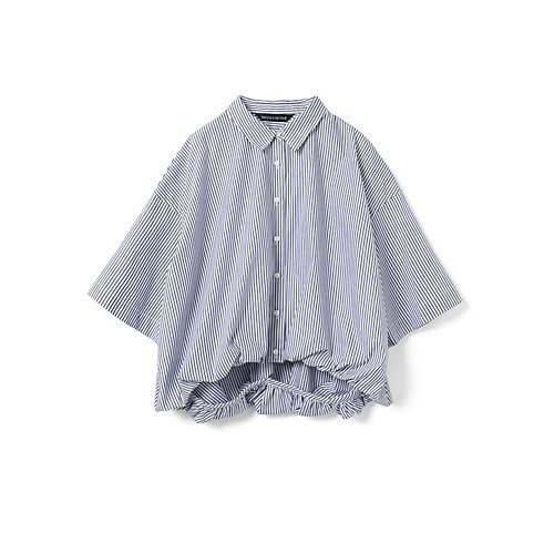 【ミズイロ インド/mizuiro ind】のストライプハーフスリーブバルーンシャツ インテリア・キッズ・メンズ・レディースファッション・服の通販 founy(ファウニー) 　ファッション　Fashion　レディースファッション　Fashion for Women　トップス・カットソー　Cut & Sew Tops　シャツ・ブラウス・オフィスカジュアル　Elegant Blouses & Button-Ups　シンプル　Simple, Minimal　ストライプ　Stripe, Striped Pattern　チェック　Check, Plaid, Tartan　バランス　Balance, Style Balance　バルーン　Balloon, Balloon Silhouette　ベーシック　Basic, Essential　ボトム　Bottoms, Lower Wear　人気　Popular, Best Seller　無地　Plain, Solid Color　ネイビーストライプB|ID: prp329100004990515 ipo3291000000037379831