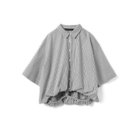 【ミズイロ インド/mizuiro ind】のストライプハーフスリーブバルーンシャツ ブラックストライプB|ID: prp329100004990515 ipo3291000000037379833