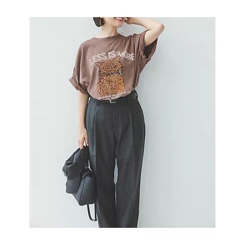 【レミレリーフ/REMI RELIEF】のHARD SP加工20/-天竺BIGサイズT(LESS IS MORE C) 大人の最旬トレンドファッション＆コーディネート founy(ファウニー) 　ファッション　Fashion　レディースファッション　Fashion for Women　洗える　Machine Washable　秋　Autumn　スペシャル　Special, Limited Edition　猫　Cat, Kitty　プリント　Print, Printed Pattern　別注　Limited Edition, Custom Order　マニッシュ　Mannish, Boyish　おすすめ　Recommended / Our Picks　other-2|ID: prp329100004990524 ipo3291000000037379907