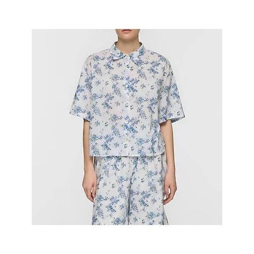【ミズイロ インド/mizuiro ind】の花柄ハーフスリーブシャツ インテリア・キッズ・メンズ・レディースファッション・服の通販 founy(ファウニー) 　ファッション　Fashion　レディースファッション　Fashion for Women　トップス・カットソー　Cut & Sew Tops　シャツ・ブラウス・オフィスカジュアル　Elegant Blouses & Button-Ups　花柄・フラワープリント・モチーフ　Floral Prints & Motifs / Flower Pattern Tops　オレンジ　Orange　バランス　Balance, Style Balance　プリント　Print, Printed Pattern　ボトム　Bottoms, Lower Wear　エレガント 上品　Elegant　別注　Limited Edition, Custom Order　夏　Summer　オフホワイトブルー|ID: prp329100004992223 ipo3291000000037386789