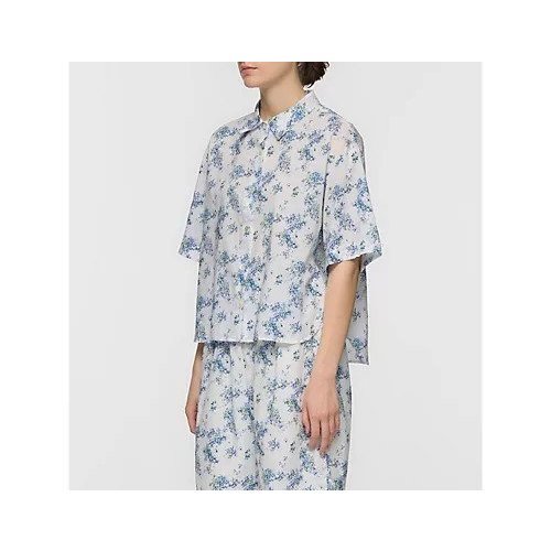 【ミズイロ インド/mizuiro ind】の花柄ハーフスリーブシャツ 大人の最旬トレンドファッション＆コーディネート founy(ファウニー) 　ファッション　Fashion　レディースファッション　Fashion for Women　トップス・カットソー　Cut & Sew Tops　シャツ・ブラウス・オフィスカジュアル　Elegant Blouses & Button-Ups　花柄・フラワープリント・モチーフ　Floral Prints & Motifs / Flower Pattern Tops　オレンジ　Orange　バランス　Balance, Style Balance　プリント　Print, Printed Pattern　ボトム　Bottoms, Lower Wear　エレガント 上品　Elegant　別注　Limited Edition, Custom Order　夏　Summer　other-2|ID: prp329100004992223 ipo3291000000037386791