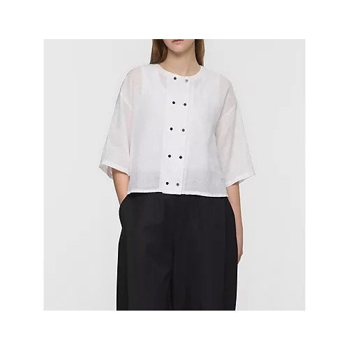 【ミズイロ インド/mizuiro ind】のリネンダブルクルーネックシャツ インテリア・キッズ・メンズ・レディースファッション・服の通販 founy(ファウニー) 　ファッション　Fashion　レディースファッション　Fashion for Women　トップス・カットソー　Cut & Sew Tops　シャツ・ブラウス・オフィスカジュアル　Elegant Blouses & Button-Ups　シンプル　Simple, Minimal　フレンチ　French, French Style　ボトム　Bottoms, Lower Wear　リネン　Linen, Linen Fabric　オフホワイト|ID: prp329100004992231 ipo3291000000037386860