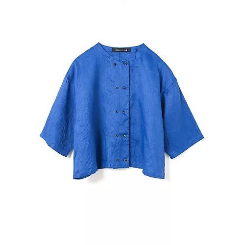 【ミズイロ インド/mizuiro ind】のリネンダブルクルーネックシャツ インテリア・キッズ・メンズ・レディースファッション・服の通販 founy(ファウニー) 　ファッション　Fashion　レディースファッション　Fashion for Women　トップス・カットソー　Cut & Sew Tops　シャツ・ブラウス・オフィスカジュアル　Elegant Blouses & Button-Ups　シンプル　Simple, Minimal　フレンチ　French, French Style　ボトム　Bottoms, Lower Wear　リネン　Linen, Linen Fabric　ブルー|ID: prp329100004992231 ipo3291000000037386862