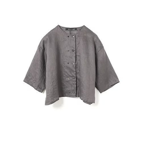 【ミズイロ インド/mizuiro ind】のリネンダブルクルーネックシャツ インテリア・キッズ・メンズ・レディースファッション・服の通販 founy(ファウニー) 　ファッション　Fashion　レディースファッション　Fashion for Women　トップス・カットソー　Cut & Sew Tops　シャツ・ブラウス・オフィスカジュアル　Elegant Blouses & Button-Ups　シンプル　Simple, Minimal　フレンチ　French, French Style　ボトム　Bottoms, Lower Wear　リネン　Linen, Linen Fabric　ダークグレー|ID: prp329100004992231 ipo3291000000037386866