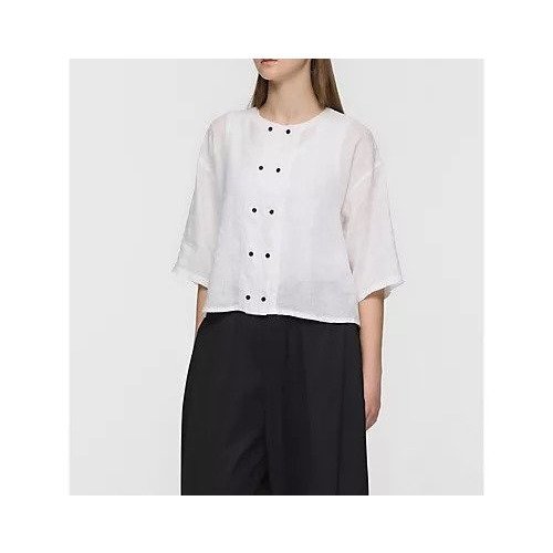 【ミズイロ インド/mizuiro ind】のリネンダブルクルーネックシャツ 大人の最旬トレンドファッション＆コーディネート founy(ファウニー) 　ファッション　Fashion　レディースファッション　Fashion for Women　トップス・カットソー　Cut & Sew Tops　シャツ・ブラウス・オフィスカジュアル　Elegant Blouses & Button-Ups　シンプル　Simple, Minimal　フレンチ　French, French Style　ボトム　Bottoms, Lower Wear　リネン　Linen, Linen Fabric　other-2|ID: prp329100004992231 ipo3291000000037386868