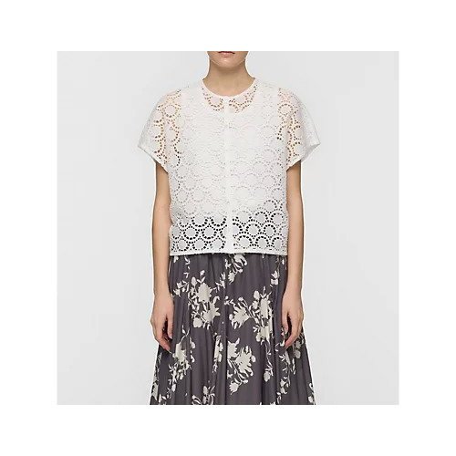 【ミズイロ インド/mizuiro ind】のレースコンビクルーネックシャツ インテリア・キッズ・メンズ・レディースファッション・服の通販 founy(ファウニー) 　ファッション　Fashion　レディースファッション　Fashion for Women　トップス・カットソー　Cut & Sew Tops　シャツ・ブラウス・オフィスカジュアル　Elegant Blouses & Button-Ups　インナー　Innerwear　フロント　Front, Front Design　レース　Lace, Lace Fabric　無地　Plain, Solid Color　オフホワイト|ID: prp329100004992234 ipo3291000000037386882