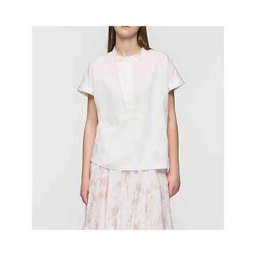 【ミズイロ インド/mizuiro ind】のコットンリネンアシンメトリーカラーシャツ インテリア・キッズ・メンズ・レディースファッション・服の通販 founy(ファウニー) 　ファッション　Fashion　レディースファッション　Fashion for Women　トップス・カットソー　Cut & Sew Tops　シャツ・ブラウス・オフィスカジュアル　Elegant Blouses & Button-Ups　スタンド　Stand Collar, Upright Stand　フロント　Front, Front Design　リネン　Linen, Linen Fabric　オフホワイト|ID: prp329100004992235 ipo3291000000037386898