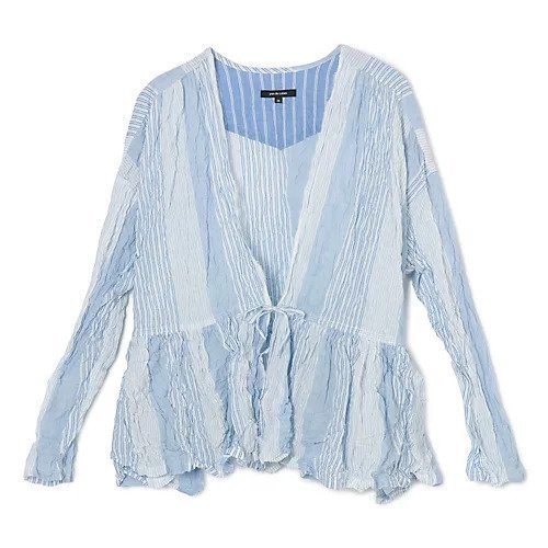 【パドカレ/pas de calais】の26SSブルーシャーリングストライプBL インテリア・キッズ・メンズ・レディースファッション・服の通販 founy(ファウニー) 　ファッション　Fashion　レディースファッション　Fashion for Women　2026年　2026　2026春夏・S/S　Spring/Summer 2026 SS26　ギャザー　Gathered, Ruffled　洗える　Machine Washable　OW|ID: prp329100004993028 ipo3291000000037395166