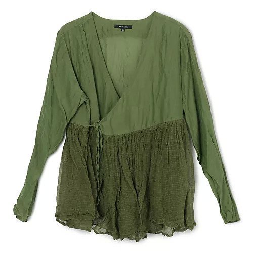 【パドカレ/pas de calais】の26SSコットンシルクローンカシュクールBL インテリア・キッズ・メンズ・レディースファッション・服の通販 founy(ファウニー) 　ファッション　Fashion　レディースファッション　Fashion for Women　2026年　2026　2026春夏・S/S　Spring/Summer 2026 SS26　ギャザー　Gathered, Ruffled　洗える　Machine Washable　グリーン|ID: prp329100004993030 ipo3291000000037395181