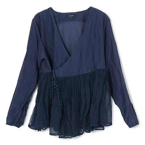 【パドカレ/pas de calais】の26SSコットンシルクローンカシュクールBL インテリア・キッズ・メンズ・レディースファッション・服の通販 founy(ファウニー) 　ファッション　Fashion　レディースファッション　Fashion for Women　2026年　2026　2026春夏・S/S　Spring/Summer 2026 SS26　ギャザー　Gathered, Ruffled　洗える　Machine Washable　ネイビー|ID: prp329100004993030 ipo3291000000037395185