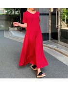 【ジュノア/JUNOAH】のAラインゆったり半袖マキシ丈ワンピース ワイン|ID: prp329100003826611 ipo3291000000028341059