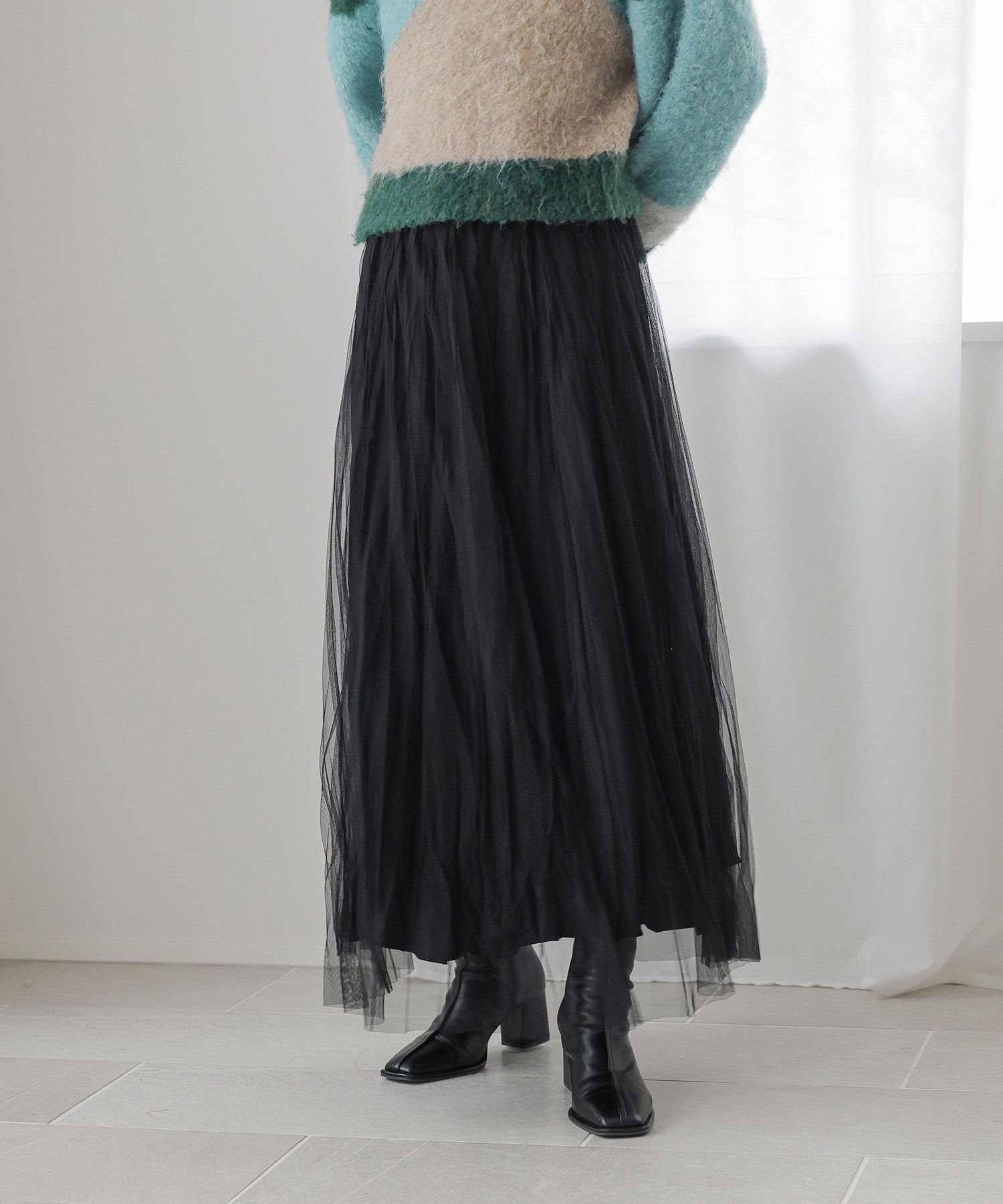 【ローリーズファーム/LOWRYS FARM】の2WAYレイヤードチュールスカート インテリア・キッズ・メンズ・レディースファッション・服の通販 founy(ファニー) 　ファッション　Fashion　レディースファッション　WOMEN　スカート　Skirt　おすすめ　Recommend　サテン　Satin　チュール　Tulle　バランス　Balance　ビンテージ　Vintage　リバーシブル　Reversible　冬　Winter　ブラック09|ID: prp329100003927529 ipo3291000000026038041