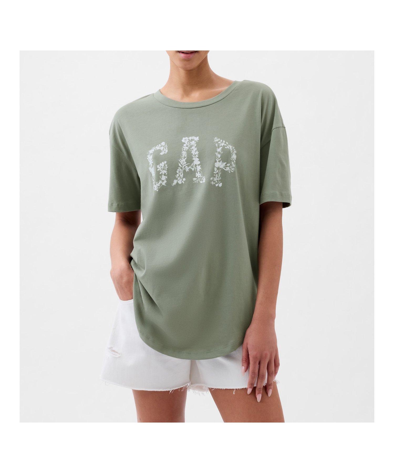 【ギャップ/GAP】のオーガニックコットン GAPアーチロゴ Tシャツ インテリア・キッズ・メンズ・レディースファッション・服の通販 founy(ファニー) 　ファッション　Fashion　レディースファッション　WOMEN　トップス・カットソー　Tops/Tshirt　シャツ/ブラウス　Shirts/Blouses　ロング / Tシャツ　T-Shirts　グラフィック　Graphic　ストレート　Straight　フィット　Fit　フロント　Front　リラックス　Relax　半袖　Short Sleeve　SAGE|ID: prp329100003946509 ipo3291000000026032743