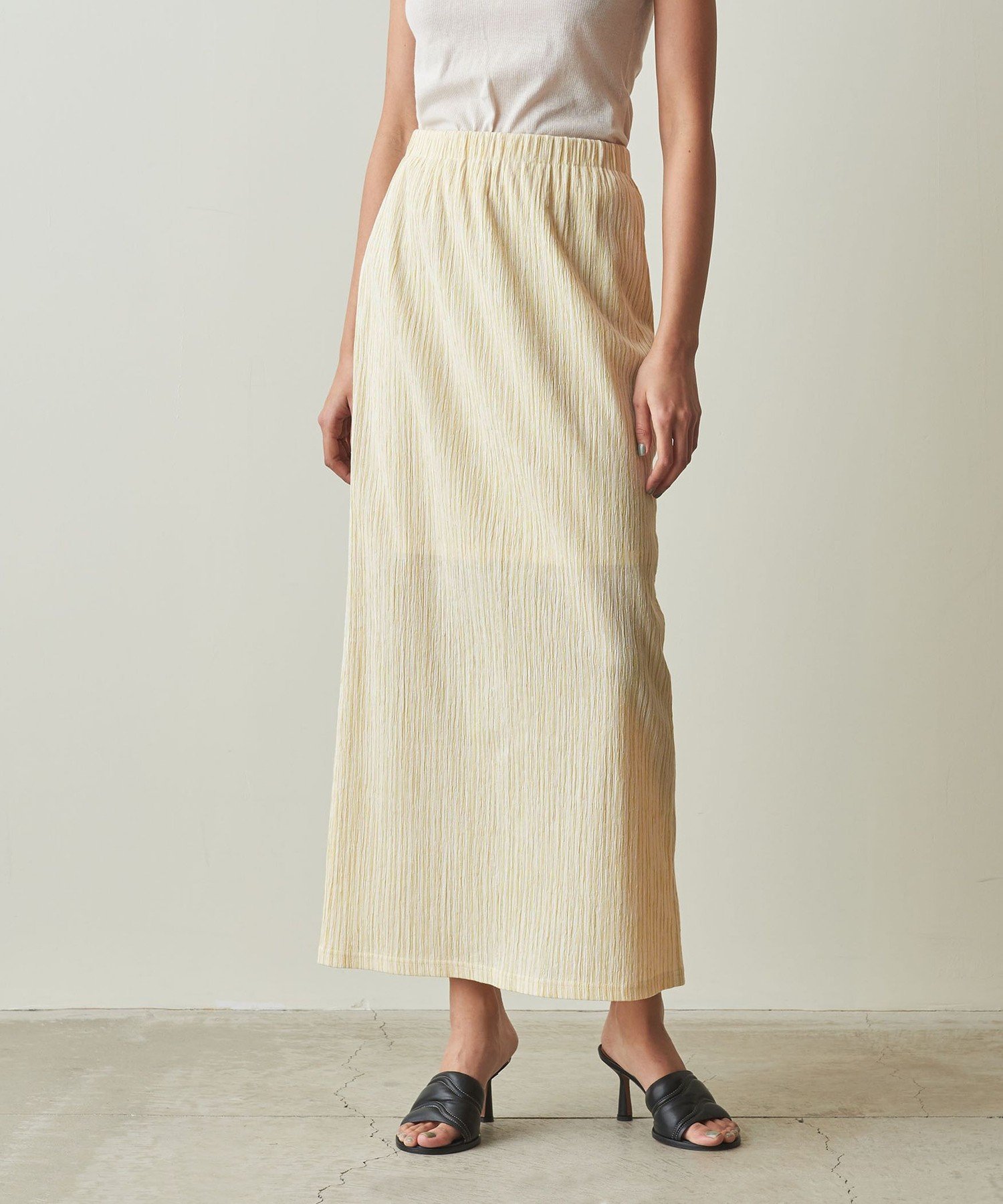 【その他のブランド/Other】のSteven Alan CRAPE STRIPE EASY LONG SKIRT/スカート インテリア・キッズ・メンズ・レディースファッション・服の通販 founy(ファニー) 　ファッション　Fashion　レディースファッション　WOMEN　スカート　Skirt　ロングスカート　Long Skirt　おすすめ　Recommend　シアー　Sheer　ストライプ　Stripe　スリット　Slit　セットアップ　Set Up　ロング　Long　夏　Summer　春　Spring　YELLOW|ID: prp329100003959055 ipo3291000000026205395