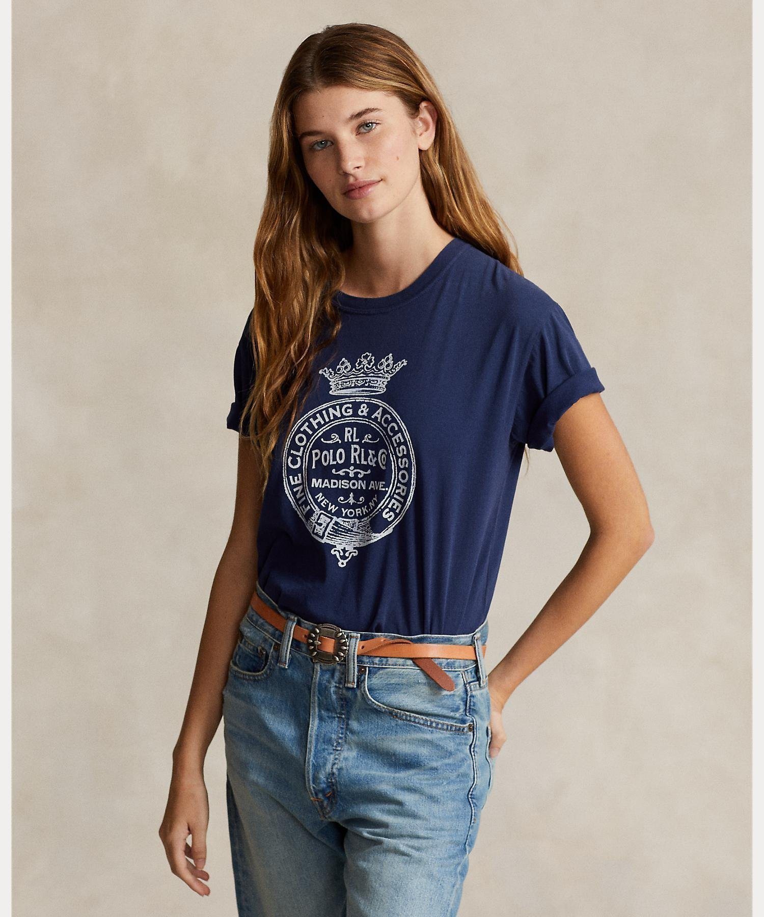 【ラルフローレン/RALPH LAUREN】のクレストロゴ コットン ジャージー Tシャツ 人気、トレンドファッション・服の通販 founy(ファニー) 　ファッション　Fashion　レディースファッション　WOMEN　トップス・カットソー　Tops/Tshirt　シャツ/ブラウス　Shirts/Blouses　ロング / Tシャツ　T-Shirts　クラウン　Crown　グラフィック　Graphic　ジャージー　Jersey　ストレート　Straight　フィット　Fit　フロント　Front　プリント　Print　半袖　Short Sleeve　 other-1|ID: prp329100003959766 ipo3291000000026102280