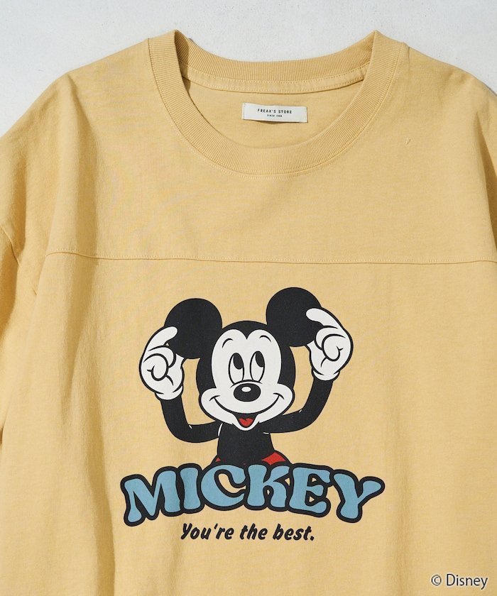 【フリークスストア/FREAK'S STORE】の別注/Mickey Mouse/ミッキーマウス フットボール 半袖 Tシャツ【限定展開】 インテリア・キッズ・メンズ・レディースファッション・服の通販 founy(ファニー) 　ファッション　Fashion　レディースファッション　WOMEN　トップス・カットソー　Tops/Tshirt　シャツ/ブラウス　Shirts/Blouses　ロング / Tシャツ　T-Shirts　ヴィンテージ　Vintage　カーゴパンツ　Cargo Pants　シンプル　Simple　スペシャル　Special　セットアップ　Set Up　デニム　Denim　ビッグ　Big　フレア　Flare　プリント　Print　ボトム　Bottom　ボーダー　Border　別注　Special Order　半袖　Short Sleeve　ワッフル　Waffle　A/W・秋冬　Aw・Autumn/Winter・Fw・Fall-Winter　S/S・春夏　Ss・Spring/Summer　おすすめ　Recommend　夏　Summer　2024年　2024　2024春夏・S/S　Ss,Spring/Summer,2024　レモンイエロー|ID: prp329100003962644 ipo3291000000026119489