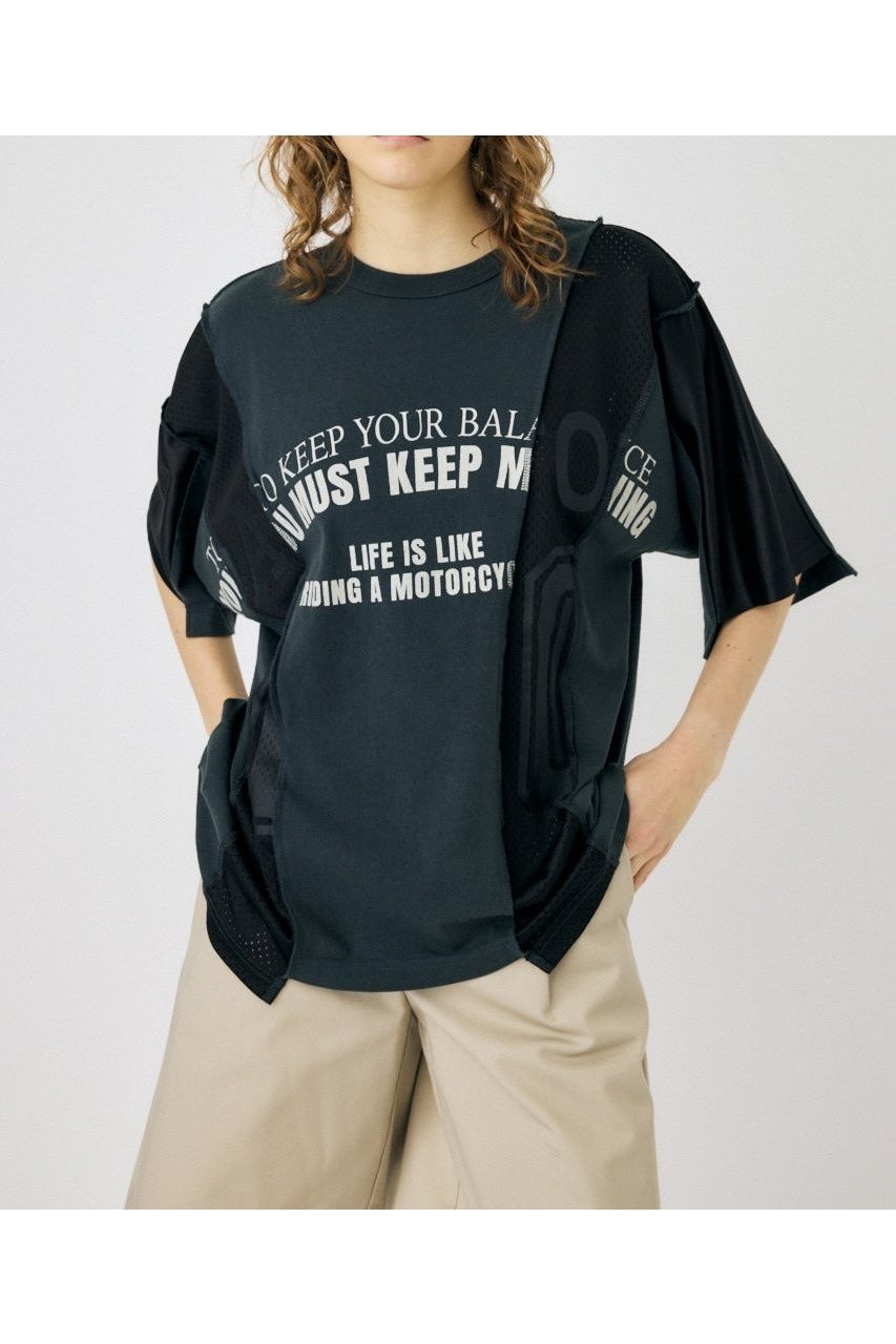 【マウジー/moussy】のREMAKE Tシャツ インテリア・キッズ・メンズ・レディースファッション・服の通販 founy(ファニー) 　ファッション　Fashion　レディースファッション　WOMEN　トップス・カットソー　Tops/Tshirt　シャツ/ブラウス　Shirts/Blouses　ロング / Tシャツ　T-Shirts　ドッキング　Docking　パウダー　Powder　リメイク　Remake　ヴィンテージ　Vintage　BLK|ID: prp329100003970419 ipo3291000000026180036