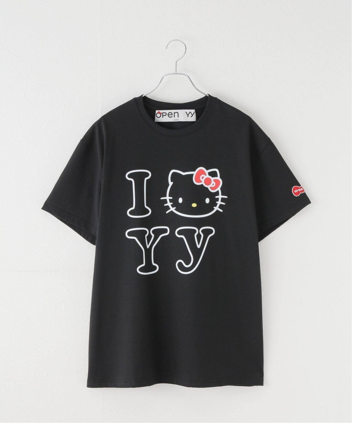 【その他のブランド/Other】の【OPEN YY*Hello Kitty】YY T-SHIRT Tシャツ インテリア・キッズ・メンズ・レディースファッション・服の通販 founy(ファニー) 　ファッション　Fashion　レディースファッション　WOMEN　トップス・カットソー　Tops/Tshirt　シャツ/ブラウス　Shirts/Blouses　ロング / Tシャツ　T-Shirts　2024年　2024　2024春夏・S/S　Ss,Spring/Summer,2024　キャラクター　Character　クラシカル　Classical　モチーフ　Motif　猫　Cat　ブラック|ID: prp329100003971918 ipo3291000000026189341