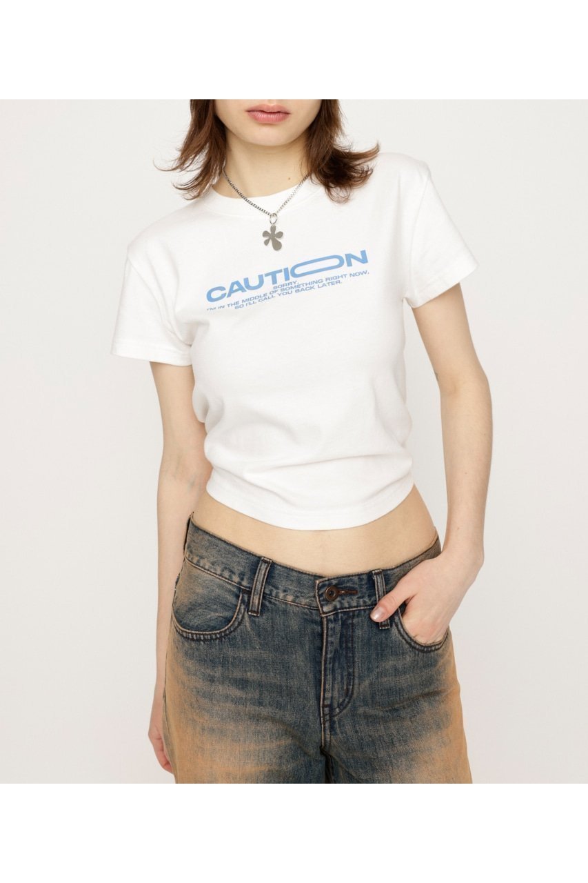 【スライ/SLY】のCAUTION LOGO COMPACT Tシャツ インテリア・キッズ・メンズ・レディースファッション・服の通販 founy(ファニー) 　ファッション　Fashion　レディースファッション　WOMEN　トップス・カットソー　Tops/Tshirt　シャツ/ブラウス　Shirts/Blouses　ロング / Tシャツ　T-Shirts　ボトム　Bottom　WHT|ID: prp329100003978451 ipo3291000000026241962