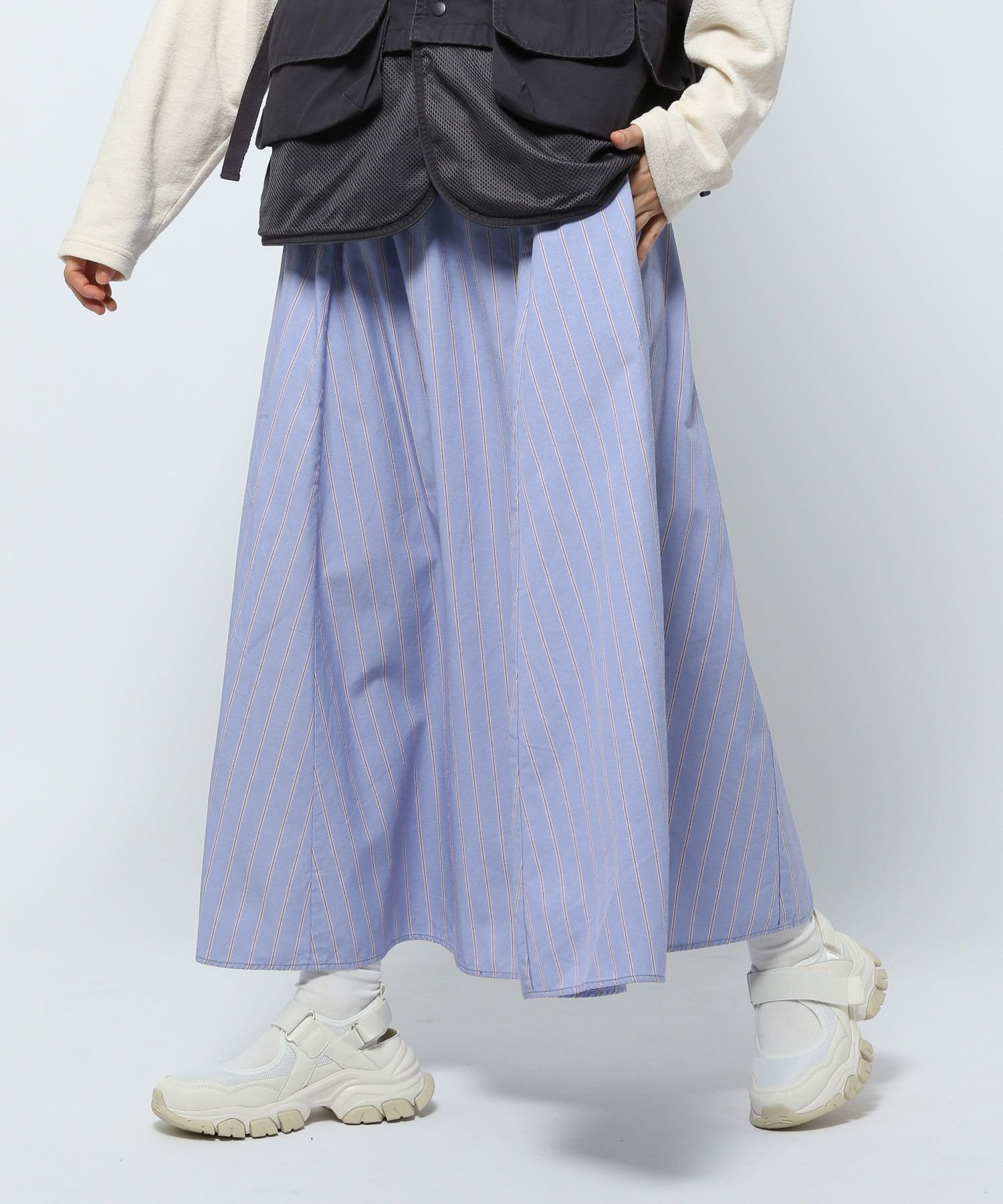 【ニコアンド/niko and】のナイロンオックスアソートスカート インテリア・キッズ・メンズ・レディースファッション・服の通販 founy(ファニー) 　ファッション　Fashion　レディースファッション　WOMEN　スカート　Skirt　おすすめ　Recommend　カーディガン　Cardigan　スウェット　Sweat　ストライプ　Stripe　チェック　Check　プリーツ　Pleats　ベスト　Vest　ロング　Long　定番　Standard　ブルーストライプ80|ID: prp329100003983957 ipo3291000000026373176