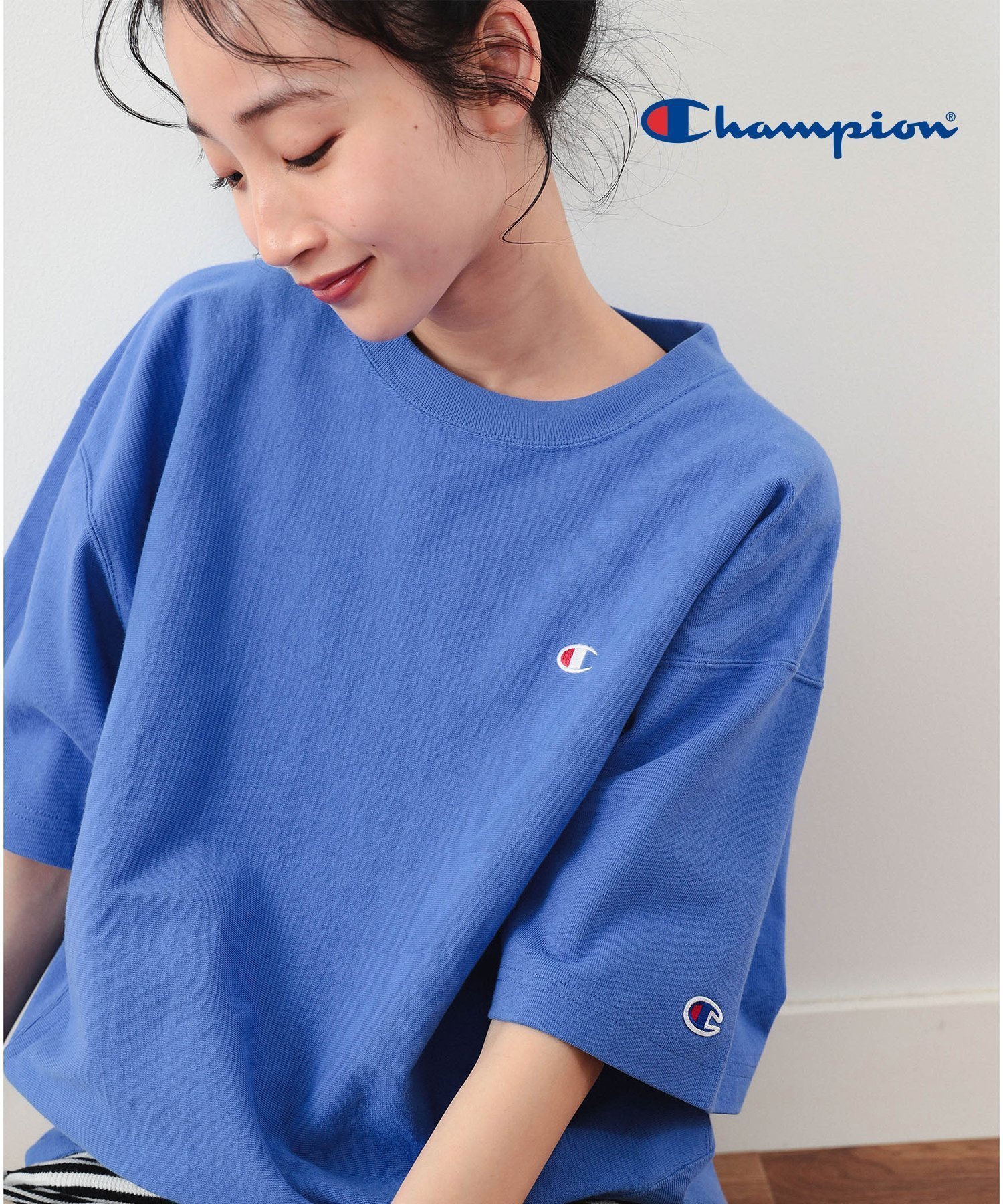 【ビームス ウイメン/BEAMS】の【7/25新規値下げ】Champion * BEAMS BOY / 別注 リバースウィーブ Tシャツ summer インテリア・キッズ・メンズ・レディースファッション・服の通販 founy(ファニー) 　ファッション　Fashion　レディースファッション　WOMEN　トップス・カットソー　Tops/Tshirt　シャツ/ブラウス　Shirts/Blouses　ロング / Tシャツ　T-Shirts　インナー　Inner　キャミワンピース　Cami Dress　スウェット　Sweat　ストレート　Straight　セットアップ　Set Up　デニム　Denim　フィット　Fit　ポケット　Pocket　別注　Special Order　半袖　Short Sleeve　リラックス　Relax　ルーズ　Loose　おすすめ　Recommend　夏　Summer　BLUE|ID: prp329100003985451 ipo3291000000027559843