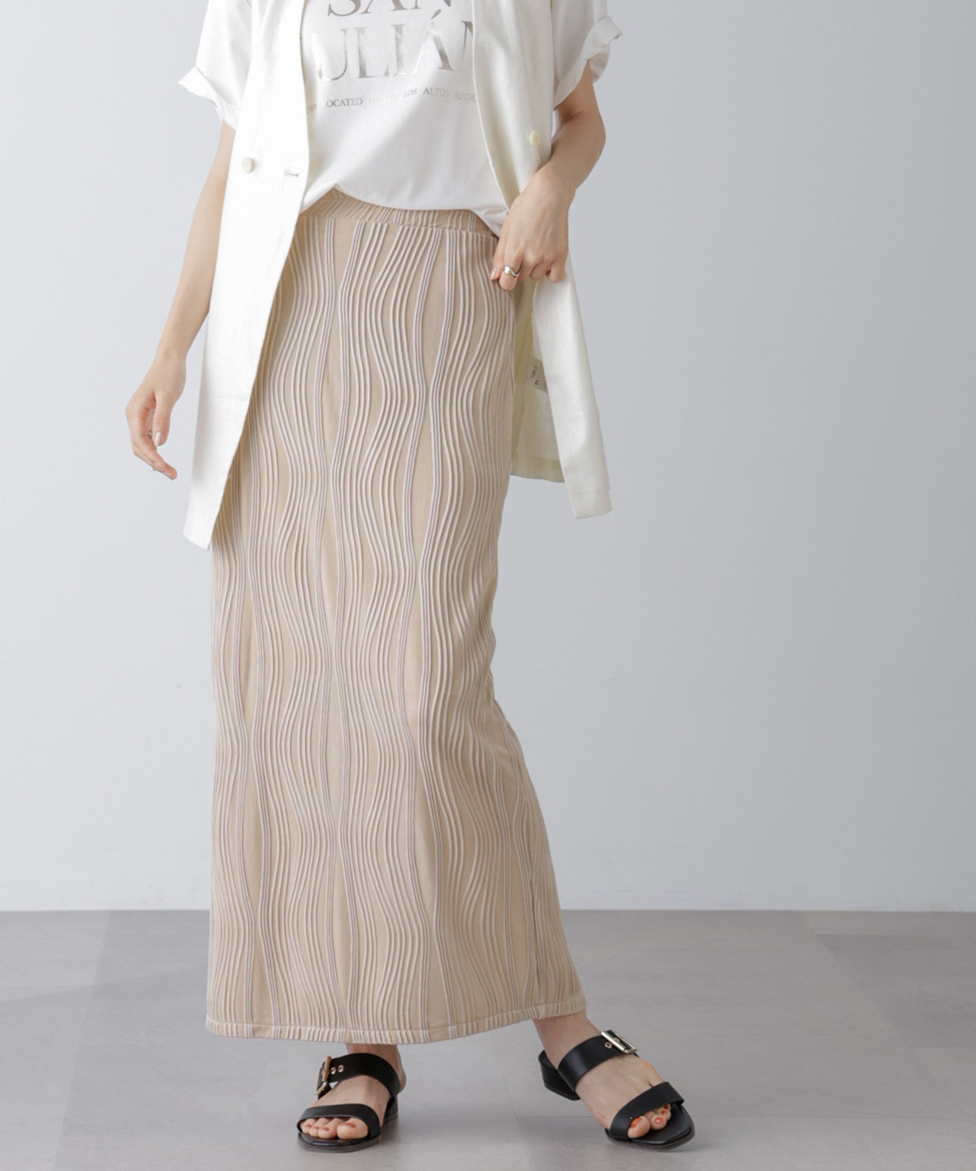 【ナノ ユニバース/nano universe】のウェーブリップルナロースカート(セットアップ可) 人気、トレンドファッション・服の通販 founy(ファニー) 　ファッション　Fashion　レディースファッション　WOMEN　セットアップ　Setup　スカート　Skirt　おすすめ　Recommend　ウォッシャブル　Washable　シンプル　Simple　セットアップ　Set Up　ロング　Long　 other-1|ID: prp329100004015672 ipo3291000000026947800