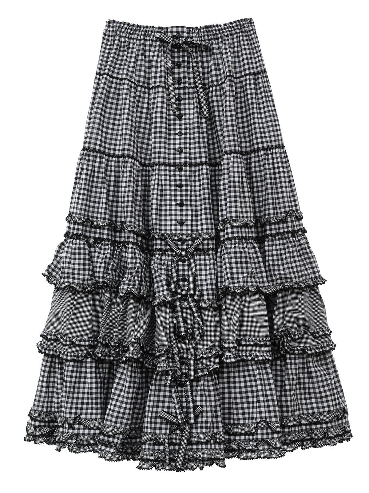 【ピンクハウス/PINK HOUSE】のギンガムチェックパッチワークフリルスカート インテリア・キッズ・メンズ・レディースファッション・服の通販 founy(ファニー) 　ファッション　Fashion　レディースファッション　WOMEN　スカート　Skirt　おすすめ　Recommend　インナー　Inner　ギンガム　Gingham　セットアップ　Set Up　チェック　Check　バランス　Balance　パッチワーク　Patchwork　フリル　Frills　フロント　Front　ペチコート　Petticoat　モチーフ　Motif　リボン　Ribbon　エレガント 上品　Elegant　無地　Plain Color　クロ|ID: prp329100004015686 ipo3291000000026745354