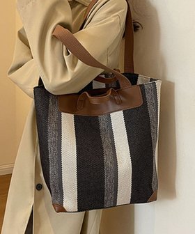 【アイモハ/aimoha】のaimoha -select-/ストライプ柄トートバッグ 人気、トレンドファッション・服の通販 founy(ファニー) ファッション Fashion レディースファッション WOMEN バッグ Bag おすすめ Recommend シンプル Simple ストライプ Stripe ハンドバッグ Handbag ポケット Pocket ワンポイント One Point ビジネス 仕事 通勤 Business |ID:prp329100004016098