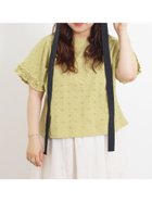 【サマンサモスモス/Samansa Mos2】のアイレットジャカードフリルカットソー 人気、トレンドファッション・服の通販 founy(ファニー) ファッション Fashion レディースファッション WOMEN トップス・カットソー Tops/Tshirt カットソー Cut and Sewn アイレット Eyelet フリル Frills リラックス Relax thumbnail グリーン|ID: prp329100004033119 ipo3291000000027303407