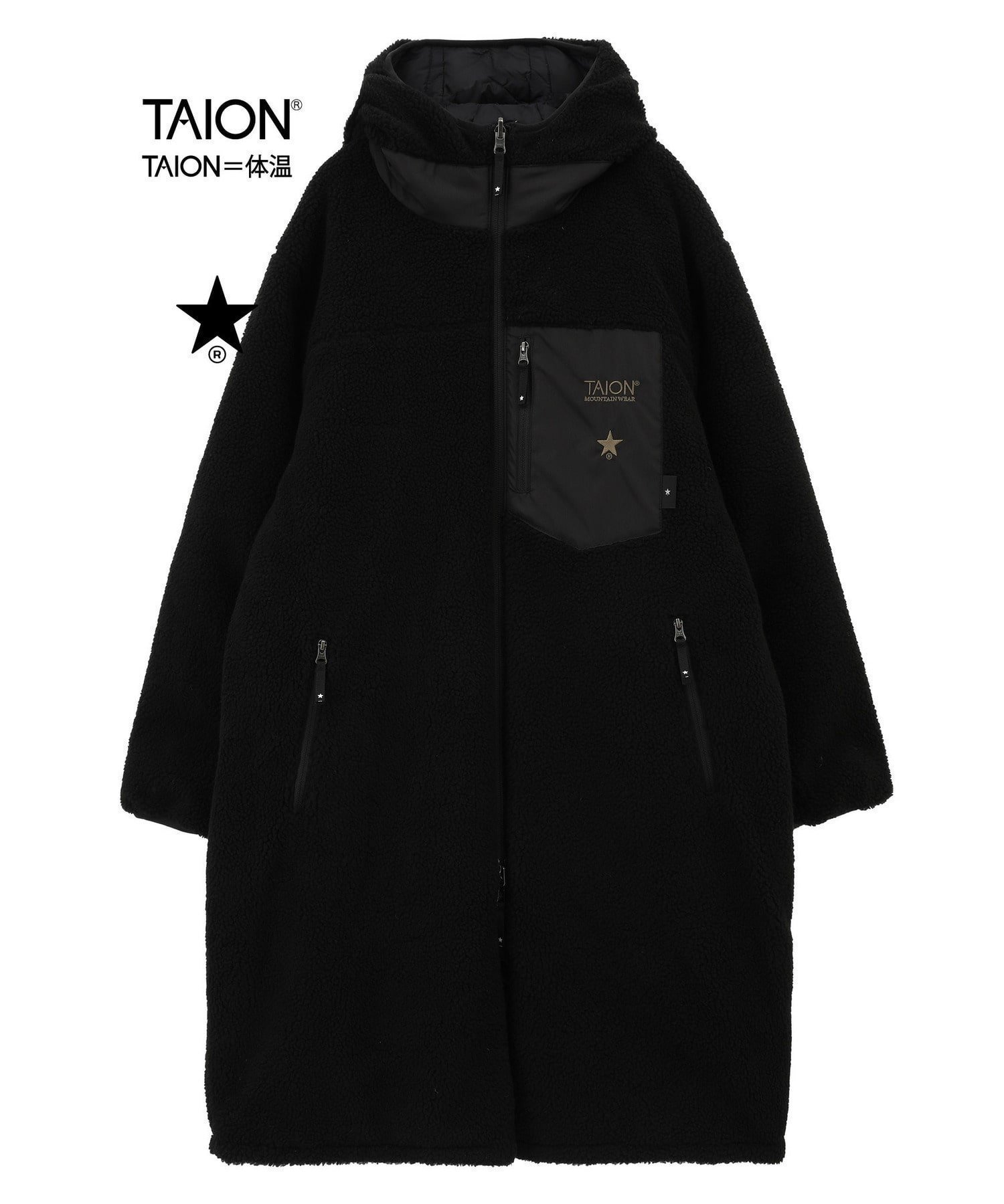 【コンバーストウキョウ/CONVERSE TOKYO】の【TAION】MILITARY STAR QUILTING BOA REVERSIBLE COAT インテリア・キッズ・メンズ・レディースファッション・服の通販 founy(ファニー) 　ファッション　Fashion　レディースファッション　WOMEN　アウター　Coat Outerwear　コート　Coats　アウトドア　Outdoor　キルティング　Quilting　キルト　Quilt　グラフィック　Graphic　コラボ　Collaboration　スペシャル　Special　タフタ　Taffeta　ダウン　Down　ダブル　Double　パターン　Pattern　フロント　Front　ポケット　Pocket　別注　Special Order　防寒　Cold Protection　リバーシブル　Reversible　ワンポイント　One Point　おすすめ　Recommend　ブラック|ID: prp329100004049816 ipo3291000000029067636