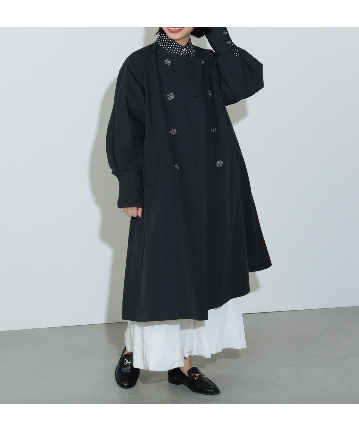 【ビームス ハート/BEAMS HEART】の後ろ切替 ノーカラー ロングコート インテリア・キッズ・メンズ・レディースファッション・服の通販 founy(ファニー) 　ファッション　Fashion　レディースファッション　WOMEN　アウター　Coat Outerwear　コート　Coats　ウェーブ　Wave　カフス　Cuffs　切替　Switching　シンプル　Simple　スタイリッシュ　Stylish　スタンド　Stand　ストレート　Straight　タートルネック　Turtleneck　ロング　Long　A/W・秋冬　Aw・Autumn/Winter・Fw・Fall-Winter　おすすめ　Recommend　BLACK|ID: prp329100004055205 ipo3291000000028738646