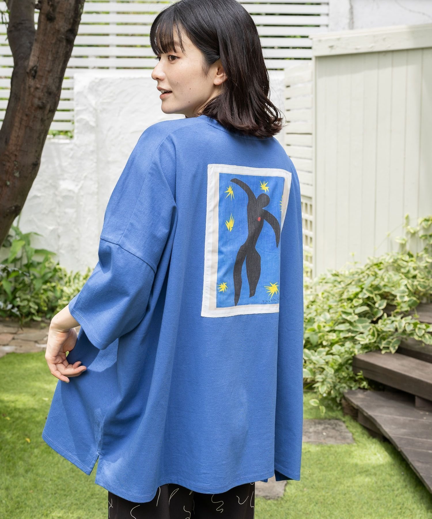 【ニコアンド/niko and】の【Henri Matisse(アンリ・マティス)】マティスアートプリントTシャツ インテリア・キッズ・メンズ・レディースファッション・服の通販 founy(ファニー) 　ファッション　Fashion　レディースファッション　WOMEN　トップス・カットソー　Tops/Tshirt　シャツ/ブラウス　Shirts/Blouses　ロング / Tシャツ　T-Shirts　カットソー　Cut And Sew　コレクション　Collection　ショート　Short　スリット　Slit　フランス　France　プリント　Print　おすすめ　Recommend　ブルー80|ID: prp329100004055260 ipo3291000000027302192