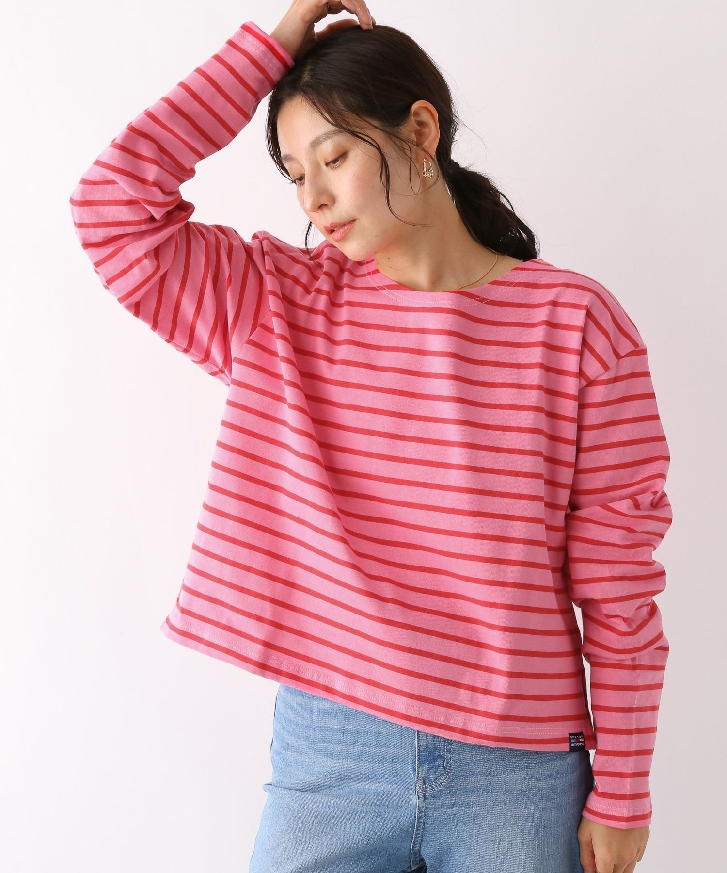 【レプシィム ローリーズファーム/LEPSIM LOWRYS FARM】の【BRETON STRIPE】クロプトプルオーバー インテリア・キッズ・メンズ・レディースファッション・服の通販 founy(ファニー) 　ファッション　Fashion　レディースファッション　WOMEN　トップス・カットソー　Tops/Tshirt　プルオーバー　Pullover　おすすめ　Recommend　カットソー　Cut And Sew　クロップド　Cropped　シンプル　Simple　ボーダー　Border　ミリタリー　Military　定番　Standard　フューシャ*レッド22|ID: prp329100004055640 ipo3291000000027305435