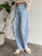 【ゼヴォン/Thevon】の【新色追加/2サイズ展開】カーブデニムパンツ サックスブルー|ID: prp329100004056363 ipo3291000000028841402