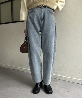 【ゼヴォン/Thevon】の【新色追加/2サイズ展開】カーブデニムパンツ 人気、トレンドファッション・服の通販 founy(ファニー) ファッション Fashion レディースファッション WOMEN パンツ Pants デニムパンツ Denim Pants おすすめ Recommend シンプル Simple ジーンズ Jeans デニム Denim トレンド Trend リブニット Rib Knit ワイド Wide |ID:prp329100004056363