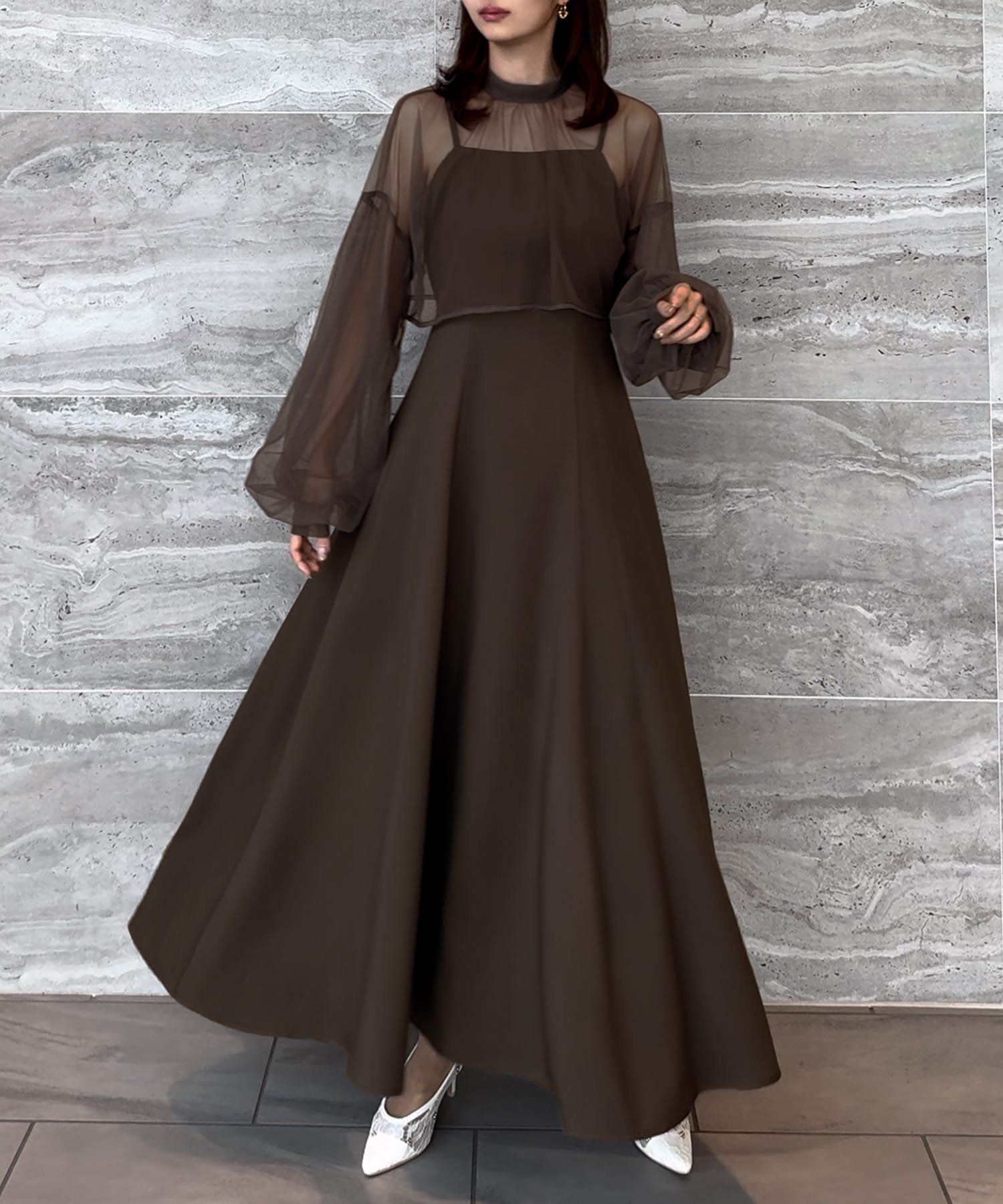 【ジュノア/JUNOAH】のチュールボレロ+キャミワンピースセット インテリア・キッズ・メンズ・レディースファッション・服の通販 founy(ファニー) 　ファッション　Fashion　レディースファッション　WOMEN　アウター　Coat Outerwear　ボレロ　Bolero jackets　ワンピース　Dress　キャミワンピース　No Sleeve Dresses　ボレロ　Bolero　ダークブラウン|ID: prp329100004056991 ipo3291000000032262128