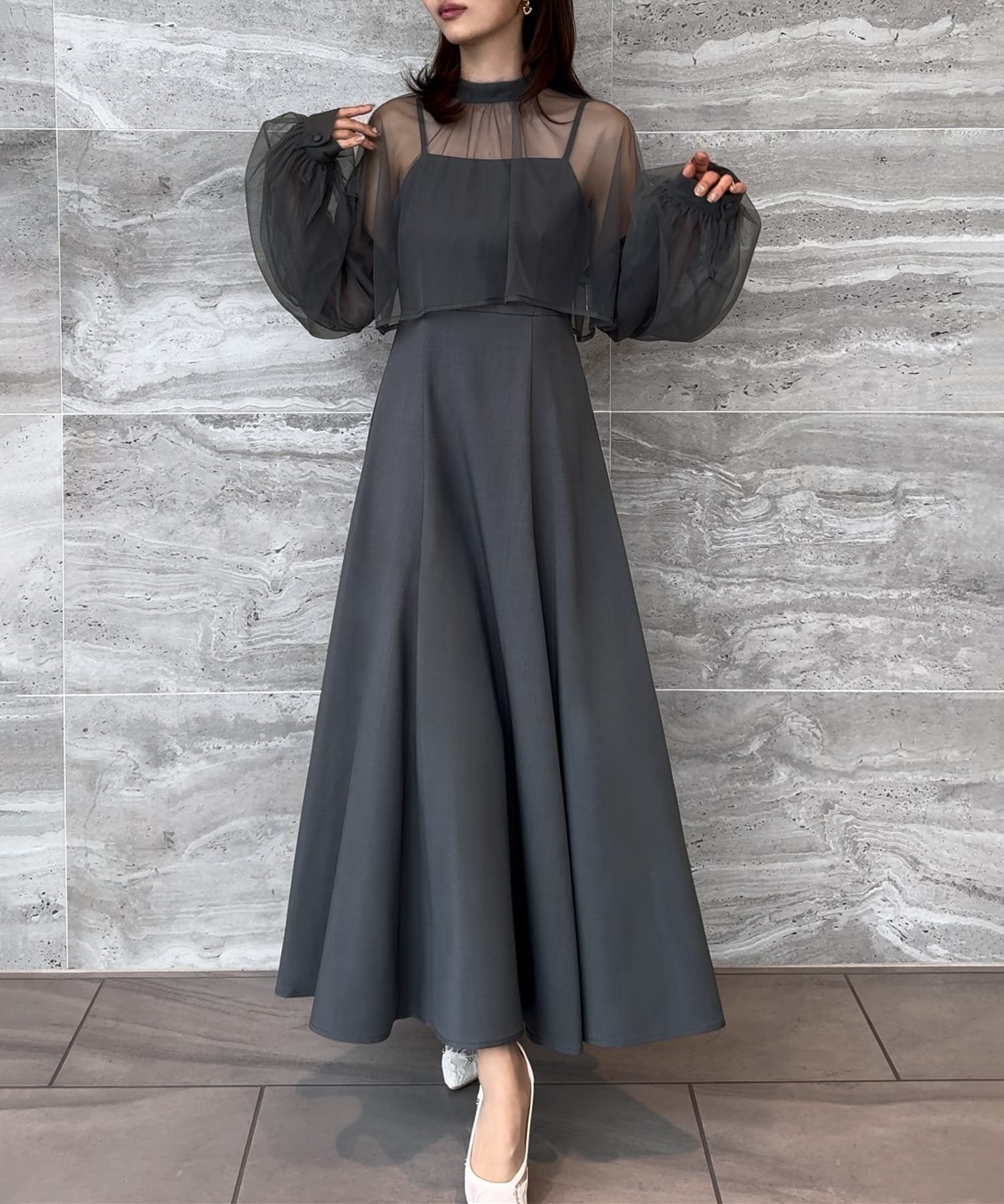 【ジュノア/JUNOAH】のチュールボレロ+キャミワンピースセット インテリア・キッズ・メンズ・レディースファッション・服の通販 founy(ファニー) 　ファッション　Fashion　レディースファッション　WOMEN　アウター　Coat Outerwear　ボレロ　Bolero jackets　ワンピース　Dress　キャミワンピース　No Sleeve Dresses　ボレロ　Bolero　ダークグレー|ID: prp329100004056991 ipo3291000000032262132