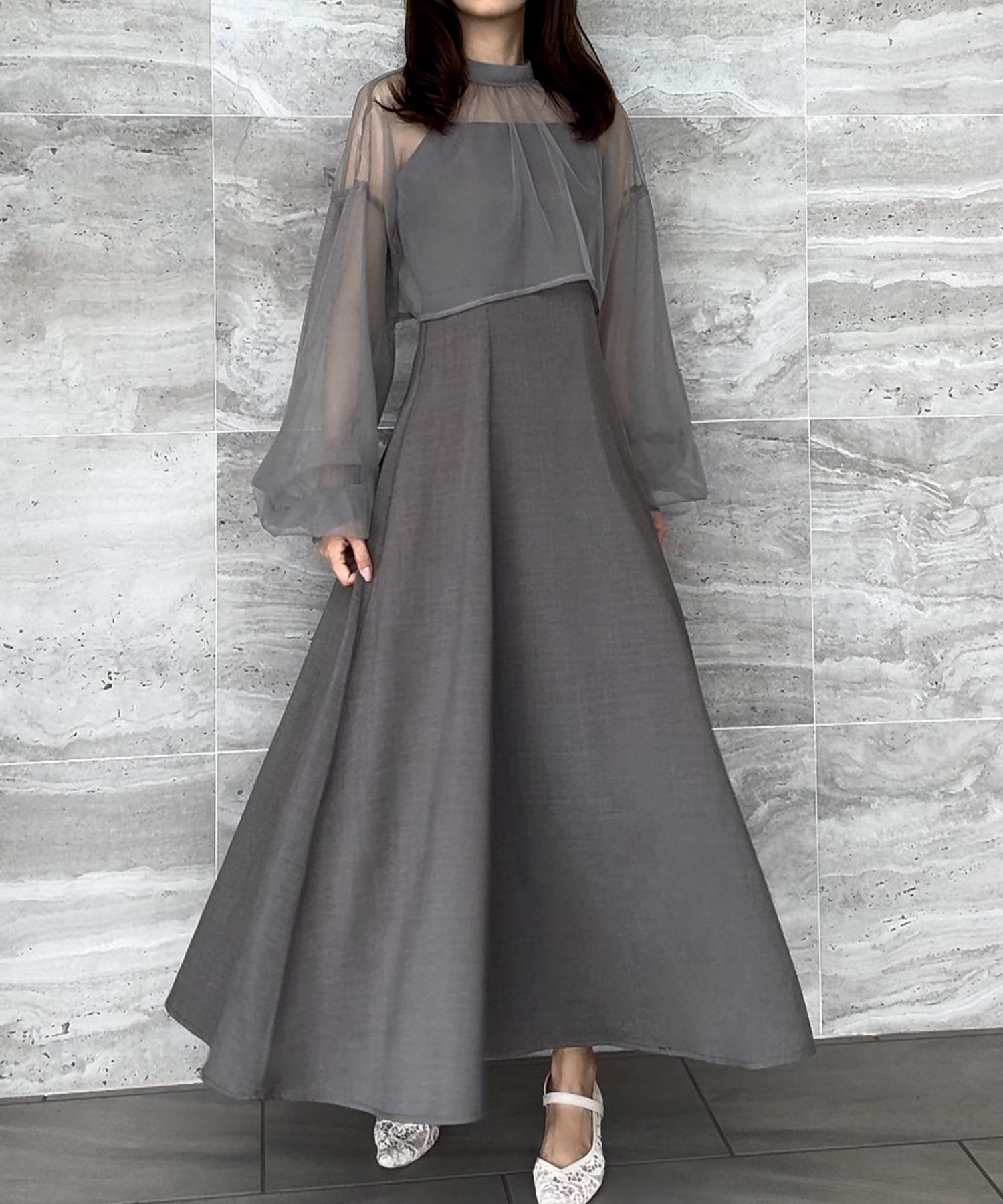 【ジュノア/JUNOAH】のチュールボレロ+キャミワンピースセット インテリア・キッズ・メンズ・レディースファッション・服の通販 founy(ファニー) 　ファッション　Fashion　レディースファッション　WOMEN　アウター　Coat Outerwear　ボレロ　Bolero jackets　ワンピース　Dress　キャミワンピース　No Sleeve Dresses　ボレロ　Bolero　グレー|ID: prp329100004056991 ipo3291000000032262134