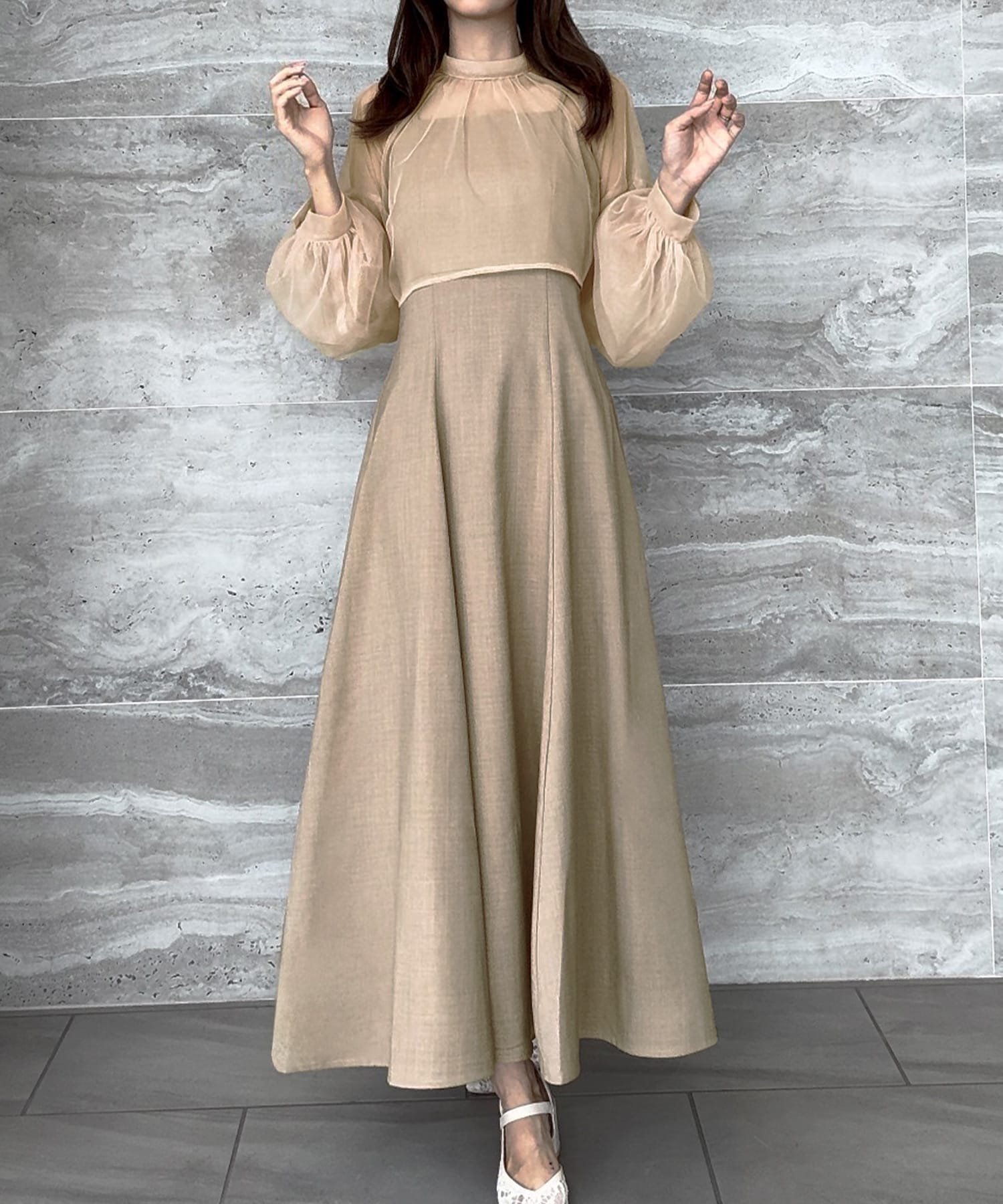 【ジュノア/JUNOAH】のチュールボレロ+キャミワンピースセット インテリア・キッズ・メンズ・レディースファッション・服の通販 founy(ファニー) 　ファッション　Fashion　レディースファッション　WOMEN　アウター　Coat Outerwear　ボレロ　Bolero jackets　ワンピース　Dress　キャミワンピース　No Sleeve Dresses　ボレロ　Bolero　ライトベージュ|ID: prp329100004056991 ipo3291000000032262140