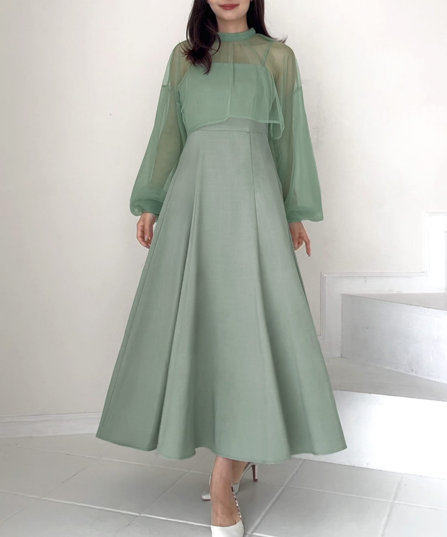 【ジュノア/JUNOAH】のチュールボレロ+キャミワンピースセット インテリア・キッズ・メンズ・レディースファッション・服の通販 founy(ファニー) 　ファッション　Fashion　レディースファッション　WOMEN　アウター　Coat Outerwear　ボレロ　Bolero jackets　ワンピース　Dress　キャミワンピース　No Sleeve Dresses　ボレロ　Bolero　ライトグリーン|ID: prp329100004056991 ipo3291000000032262142