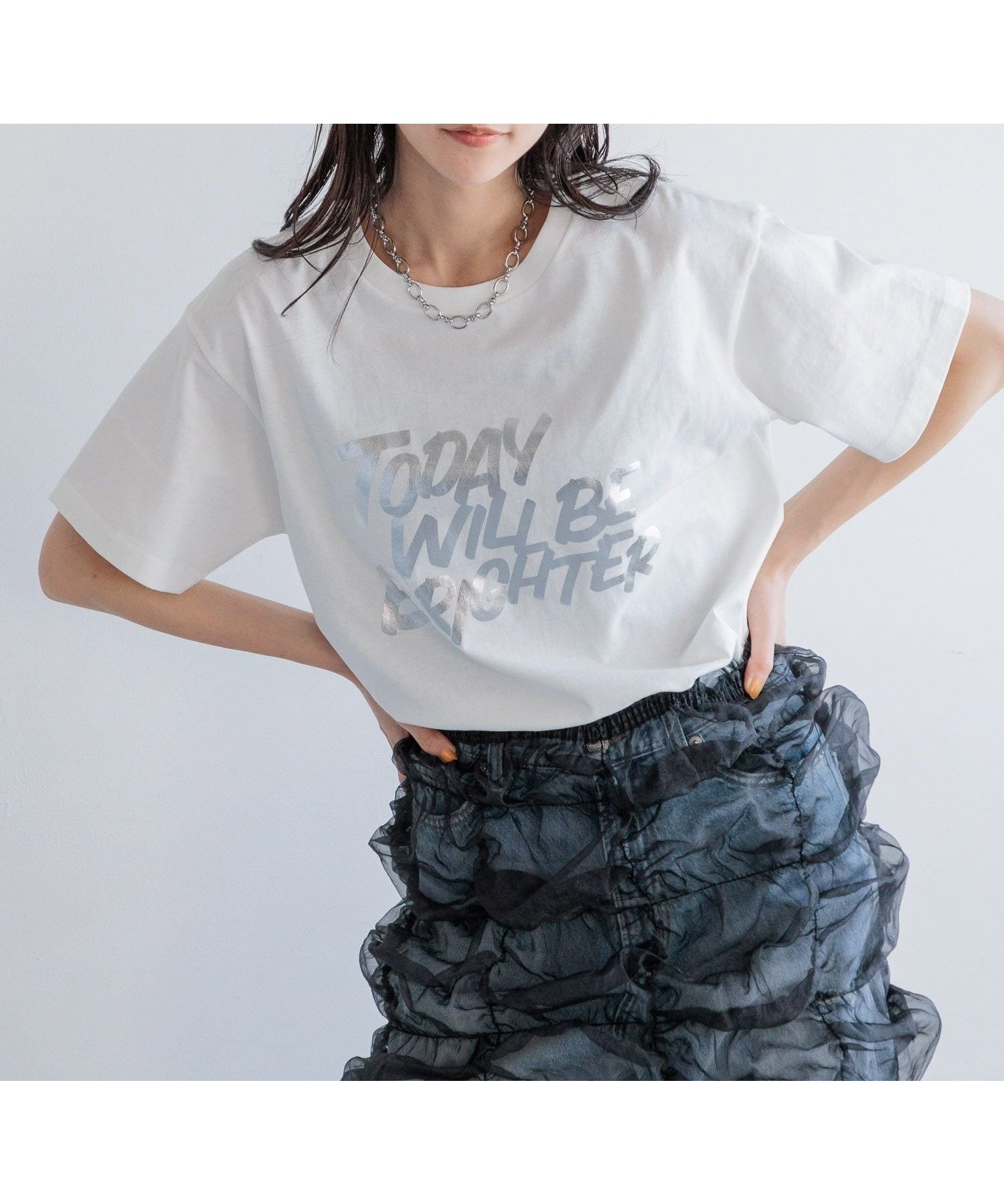 【ローリーズファーム/LOWRYS FARM】のアソートプリントロゴTSS インテリア・キッズ・メンズ・レディースファッション・服の通販 founy(ファニー) 　ファッション　Fashion　レディースファッション　WOMEN　インナー　Inner　ジャケット　Jacket　プリント　Print　ベーシック　Basic　定番　Standard　箔オフホワイト02|ID: prp329100004058225 ipo3291000000028512807