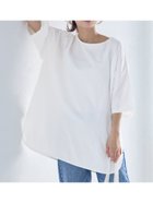 【コカ/COCA】のサイドスリット5分袖コットンTシャツ White|ID:prp329100004058592