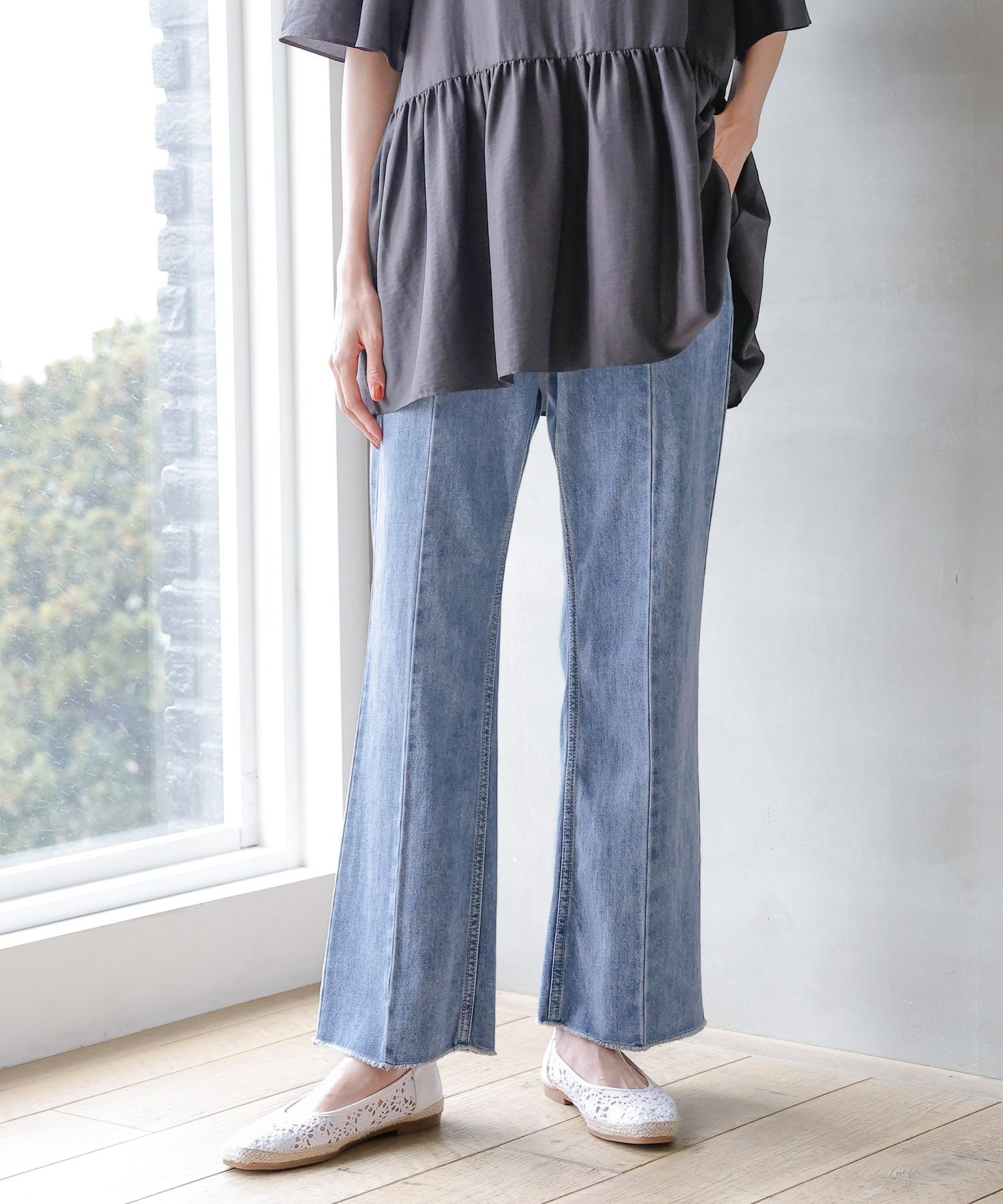 【グローバルワーク/GLOBAL WORK】のGOODデニムフレアパンツ/904774 人気、トレンドファッション・服の通販 founy(ファニー) 　ファッション　Fashion　レディースファッション　WOMEN　パンツ　Pants　カットオフ　Cut Off　シンプル　Simple　センター　Center　デニム　Denim　フレア　Flare　 other-1|ID: prp329100004059199 ipo3291000000027982075