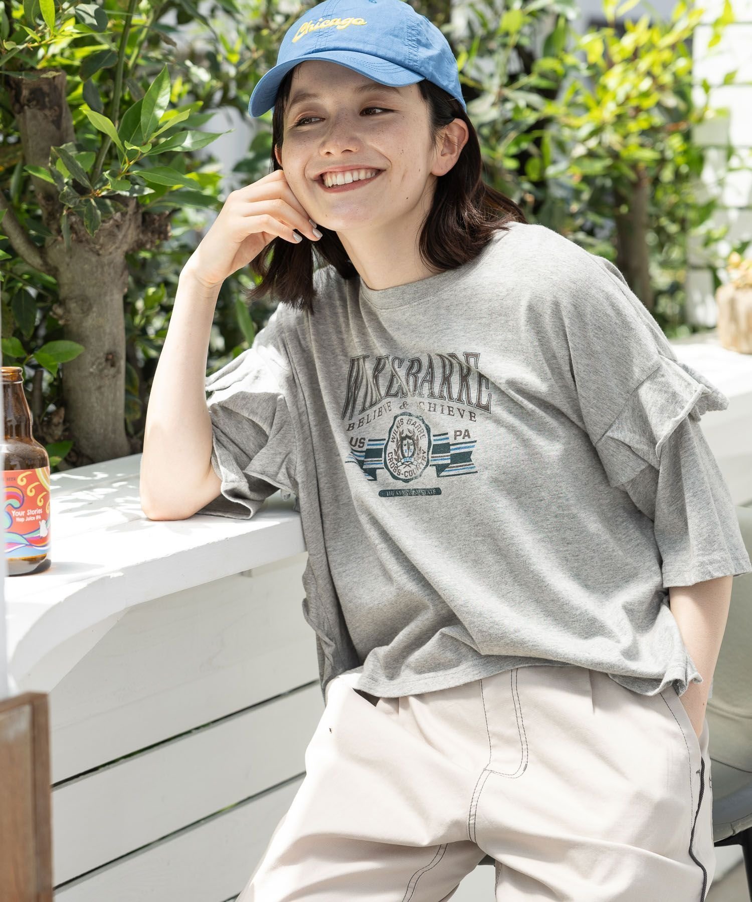 【ニコアンド/niko and】のフリルアソートプリントTシャツ インテリア・キッズ・メンズ・レディースファッション・服の通販 founy(ファニー) 　ファッション　Fashion　レディースファッション　WOMEN　トップス・カットソー　Tops/Tshirt　シャツ/ブラウス　Shirts/Blouses　ロング / Tシャツ　T-Shirts　おすすめ　Recommend　シンプル　Simple　デニム　Denim　フリル　Frills　ワイド　Wide　ヴィンテージ　Vintage　グレー15|ID: prp329100004059810 ipo3291000000027650614